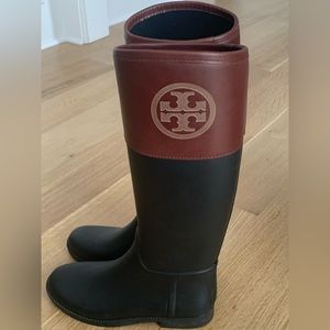 Tory Burch Rain Boots - Black / Brown